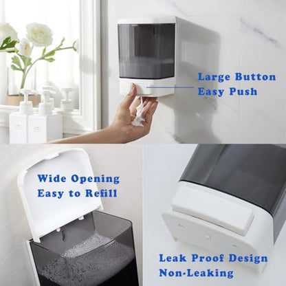 Manual Soap Dispenser Wall Mounted, 33.8oz, Bathroom Kitchen Commercial - color: White&black