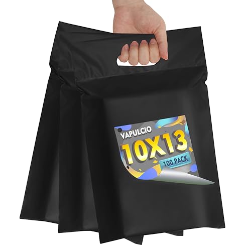 Poly Mailers 10x13 Inch, 100 Pack, Black Self-Seal Handle Bags - color: Handleblack, size: 10x13 Inch 100 Pcs