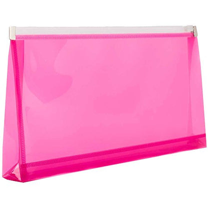 JAM PAPER Plastic Envelopes with Zip Closure - #10 Booklet Wallet - 5 x 10 - Fuchsia Pink - 12/Pack - color: Pink, size: #10 Business Size