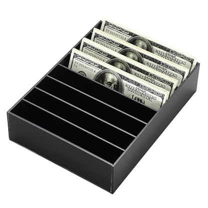 Hipiwe Cash Storage Tray Money Organizer with Removable Dividers, 8 Slots