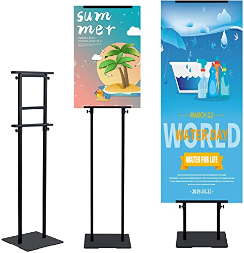 Klvied Heavy Duty Poster Stand with Non-Slip Mat Base, Adjustable Pedestal Sign Stand Up to 79 inch, Double Side Floor Banner Stand for Board & Foam Display