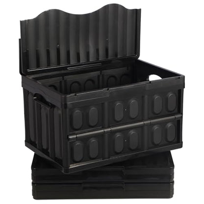 3-Pack Plastic Collapsible Storage Bins with Lids, - color: 45L 3PK ( All Back)