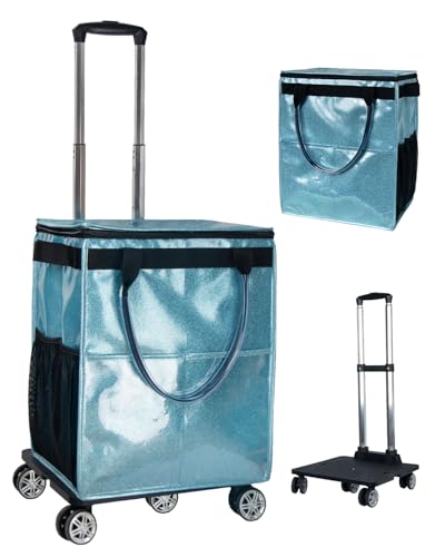Reusable Grocery Bags on Wheels, Rolling Tote Bag, Starry Blue - color: Starry Blue