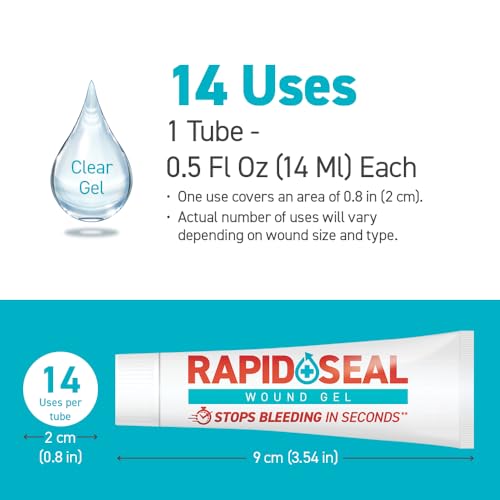 Rapid-Seal Hemostatic Wound Gel, 1 Tube, Stops Bleeding in Seconds - size: 1 Tube (0.5 Fl Oz)
