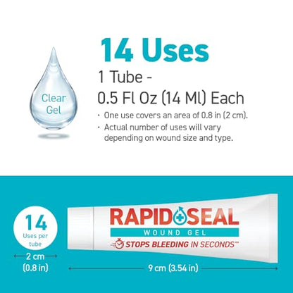 Rapid-Seal Hemostatic Wound Gel, 1 Tube, Stops Bleeding in Seconds - size: 1 Tube (0.5 Fl Oz)