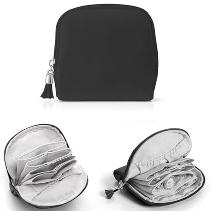 Small Travel Jewelry Organizer,Jewelry Pouch Bags,Velvet Jewelry Storage Bag for Bracelet Rings Earring,Portable Jewelry Travel Case for Traveler (Black)