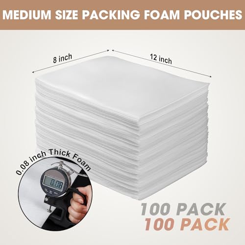 100 Pack 8'' x 12'' Cushion Foam Pouches,Foam Wrap Pouches for Packing - size: 100pcs 8×12inch