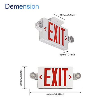 TANLUX Exit Sign Combo with Wire Cage, Round Light Head, Wall Mounted Emergency Exit Light with Protective Wire Guard, Red Exit Sign with Emergency Lights - size: Exit Sign Combo with Round Head