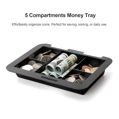 Jssmst Cash Box with Money Tray and Combination Lock - Secure Medication Lock Box for Home and Office Use, 7.87'' x 6.3'' x 3.54'' - Durable and Reliable Security Solution - color: Black, size: Medium