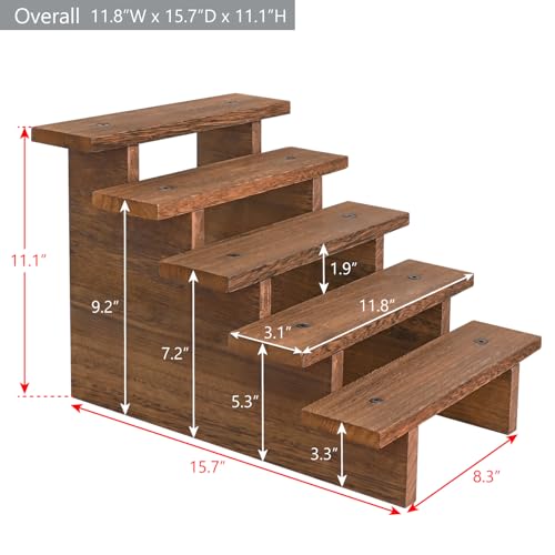 Ikee Design 5-Tier Wooden Display Stand for Plants & Collectibles