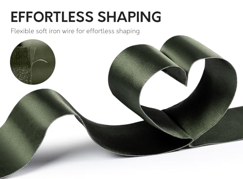 Keypan Moss Green Satin Ribbon Double-Faced Wired 2-1/2 Inch x 10 Yards - color: Moss Green, size: 2-1/2"