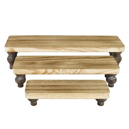 Ikee Design 3 Pcs Wooden Display Riser Stand, jewelry eyewear display stand - color: Oak, 3 pcs