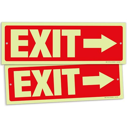 iSYFIX Exit Signs with Directional Right Arrow, 2 Pack, 12x4 Inch - color: Plastic Right Glow, size: 2 Pk 12x4