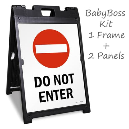SmartSign 24" x 18" Do Not Enter Sidewalk Sign Kit, Two-Sided A-Frame, Plastic, USA Made, Red, Black and White (1 A-Frame + 2 Sign Panels) - color: Black