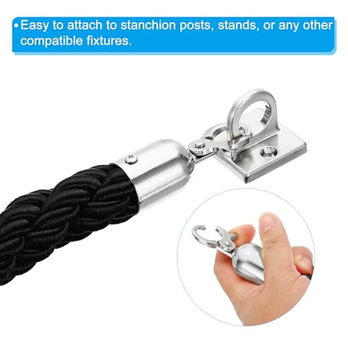 PATIKIL Stanchion Rope, 1.2m/3.9Ft Barrier Rope Twisted Post Ropes for Posts Stands Queue Divider Crowd Control of Hotel, Black Silver - color: Black, Silver, size: 3.9Ft