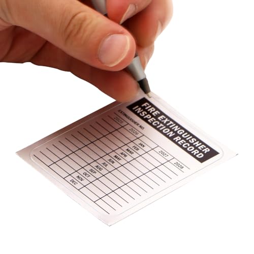 SmartSign Fire Extinguisher Labels, Inspection Record 4-Year Maintenance Labels, 3 x 2.25 Inches, 2 mil Debossable Aluminum, Pack of 10, Made in USA - color: Fire Extinguisher Labels
