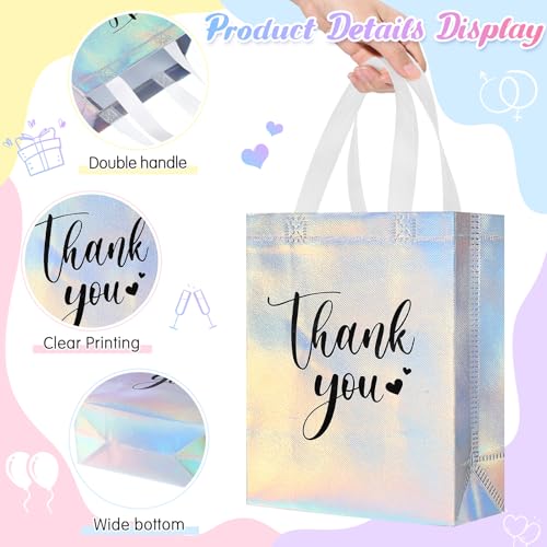 Sweetude 30 Thank You Non Woven Gift Bag, 10 x 8 x 4 Inch, Laser - color: Laser, size: 10 X 8 X 4 Inch