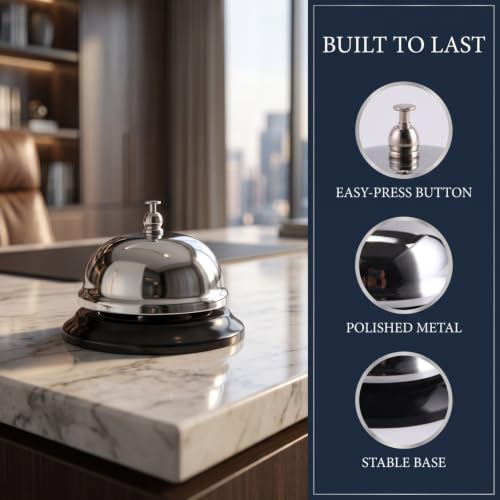 Veemoon Service Bell Classic Reception Bell for Restaurant Home Kitchen Desk Call 3.93 X 3.93 X 2.75 in 1 Pack