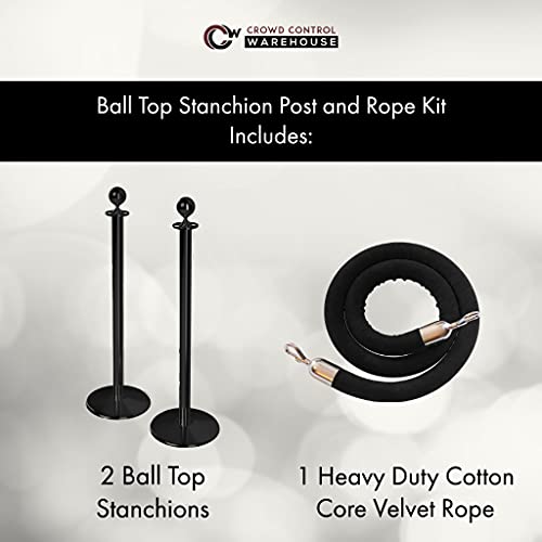 Crowd Control Warehouse CCW Stanchion Kit, 2 Polished Brass Ball Top Posts - color: Green Rope, size: Polished Brass