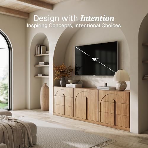 BELLEZE Bijou 3-Piece Modular Sideboard Buffet Cabinet - Camel - color: Bijou Camel Bcc