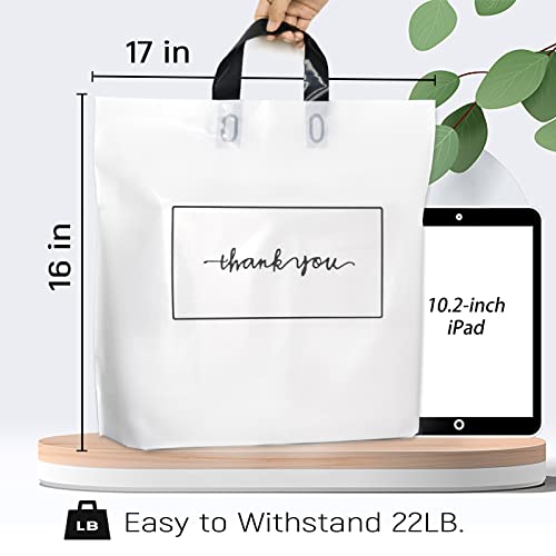 Thank You Shopping Bags - Soft Loop Handles White 50Pcs 17x16In - color: White, style: 17x16 in
