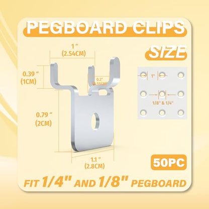 50 PC Prong Metal Pegboard Hooks Silver - color: Silver