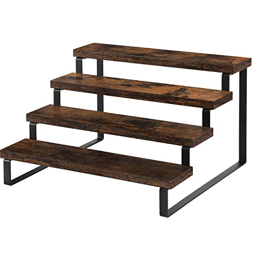 YINMIT Wooden Display Riser Stand, Tiered Perfume and Cologne Organizer Stand, 4 Tier Spice Rack Organizer, Rustic Display Shelf for Candles (4 Tier) - color: 4 Tier,1 Pack,Brown