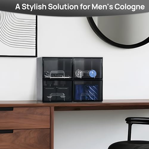 Vtopmart Black Small Stackable Storage Drawers for Cologne Organizer - style: Small-4pack-Black