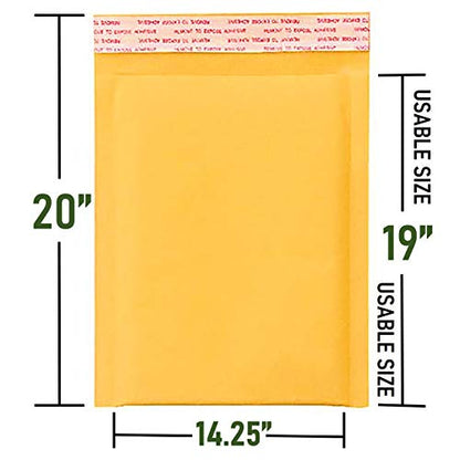 SALES4LESS - Kraft #7 Bubble Mailers, Self-Seal, Waterproof & Cushioned Padded Envelopes for Shipping, 14.25 x 20 in (10 Pack, Gold)KBM7-10 - size: #7 14.25X20