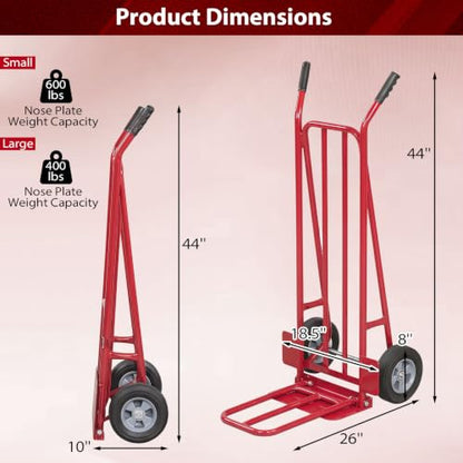 Goplus Hand Truck Dolly, Heavy Duty Metal Moving Dolly Cart - color: Red