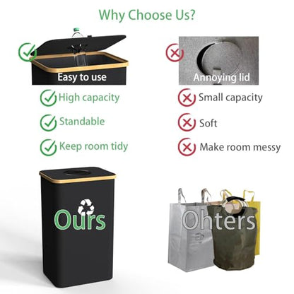 Recycling Bin Kitchen Indoor Home 40 Gallon 156L Recycle Bin with Lid 2 Removeable Reusable Inner Bag Bottle Can Glass Waste Plastice,Big Black - size: Black-40Gallon