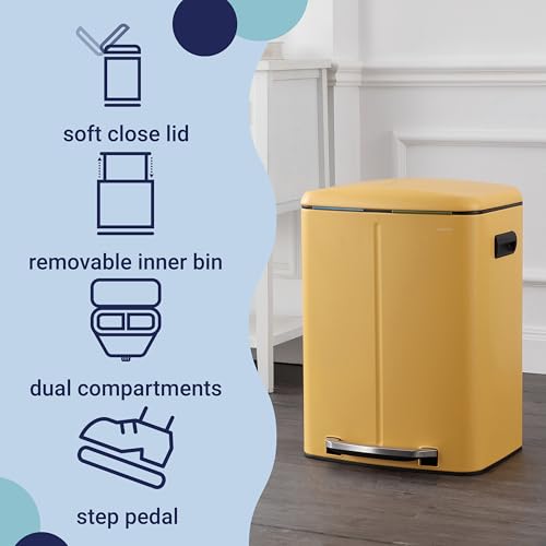 happimess Marco 10.6 Gal Double Bucket Step Trash Can, Daffodil Yellow - color: Daffodil Yellow