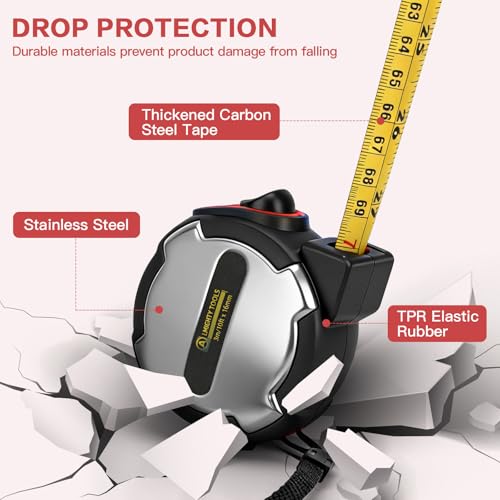 10FT Tape Measure, Small Retractable Measuring Tape, Mini Tape Measure with Metric/Inch, Dual Sided, Magnetic Hooks, Rubber + Stainless Steel Case, for Home, Construction & DIY (10ft) - size: 10ft