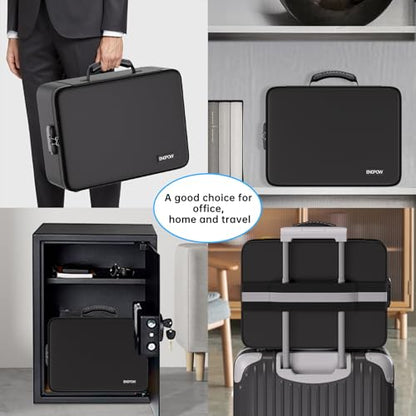 ENGPOW Fireproof Document Box with Lock,5200℉ Multi-Layer File Organizer - color: Black, size: 16.1" x 12" x 5.1"