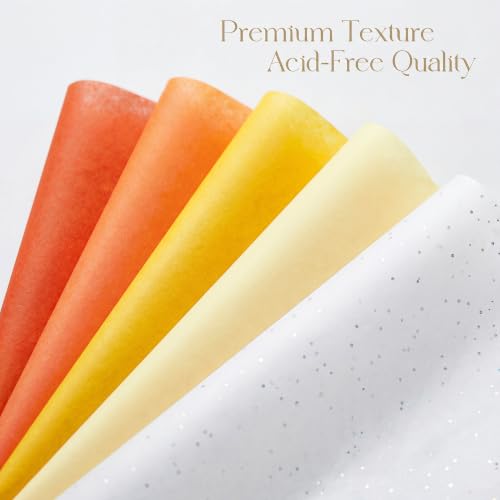 UNIQOOO 500 Sheets Fall Tissue Paper Bulk for Gift Bags, 20x14 Inch Gift Wrapping Tissue Paper, Acid Free 17gsm Soft Wrap Sheets for Thanksgiving Birthday Party DIY Crafts - color: Orange