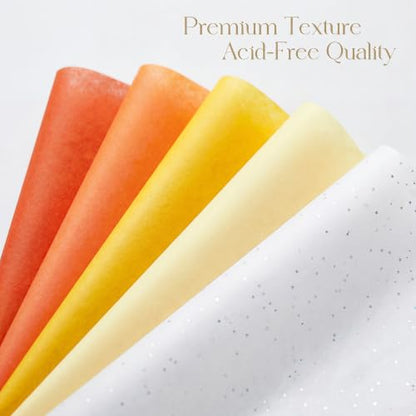 UNIQOOO 500 Sheets Fall Tissue Paper Bulk for Gift Bags, 20x14 Inch Gift Wrapping Tissue Paper, Acid Free 17gsm Soft Wrap Sheets for Thanksgiving Birthday Party DIY Crafts - color: Orange