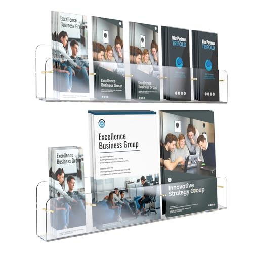 HIIMIEI Brochure Holder Wall Mount, 2-Pack Acrylic Modular Flyer Rack - size: 5 Slots