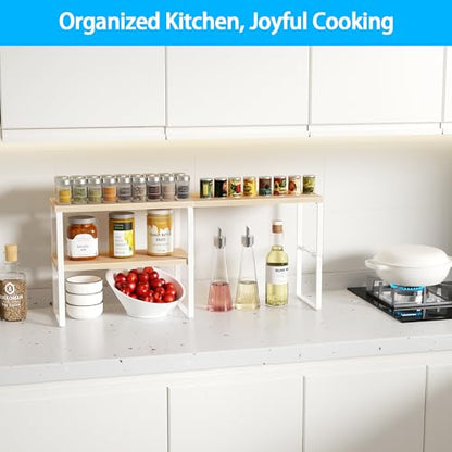 Golener Kitchen Counter Organizer, Countertop Shelf, Adjustable, Stackable - color: Natural Beige, size: Medium