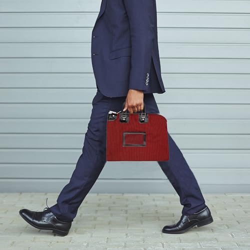 Lockable Fire Resistant Document Bag, Burgundy - color: Burgundy