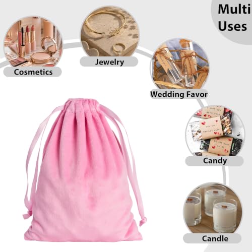 25 Pcs Velvet Drawstring Bags 5 x 7 Inch, Rose Pink Soft Velvet Pouches - color: Rose Pink
