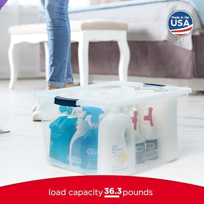 Rubbermaid Cleverstore 71 Qt Clear Storage Bins with Lids, 4-Pack, Stackable, BPA-Free, Made in USA - size: 71 Qt - 4 Pack
