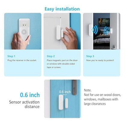 Wireless Door Chime, Door Sensor Chimes When Door Opens/Business Entering - size: 1 Receiver +2Sensor
