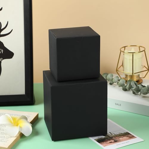 SHIPKEY 10 Pcs Black Gift Boxes with Lids | 5x5x5 Inches Durable Square Gift Boxes | Gift Box for Wedding, Christmas, Holidays, Birthdays and All Other Occasions (13x13x13cm) - color: Black, size: 5"x5"x5"
