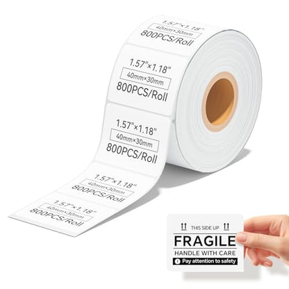 iDPRT 1.57' 1.18' Multi-Purpose Direct Thermal Labels (40mm30mm), Self-Adhesive Thermal Sticker for Address/Barcode/Mailing, Compatible with iDPRT SP310/SP320, Rollo, Zebra, Phomemo, etc, 800pcs - size: 1.57"×1.18" (40mm×30mm)