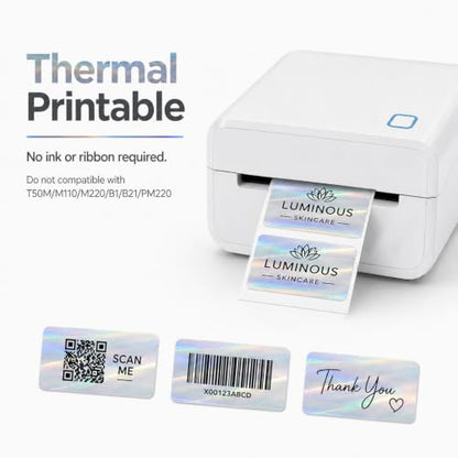 Holographic Silver Thermal Label 1 × 2 Inch Vinyl Sticker 200 PCS - color: Holographic Silver, size: 1 × 2 Inch