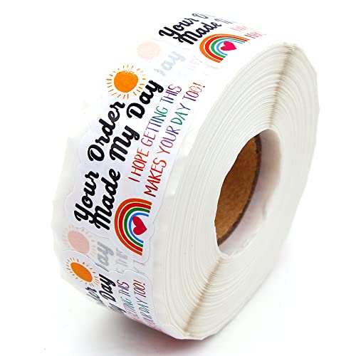 Small Business Thank You Stickers, Your Order Made My Day Online Retailers Order Paster Self-Adhesive Stickers, Cute Rainbow Paster for Packages, 500 PCS - style: Your Order Made My Day