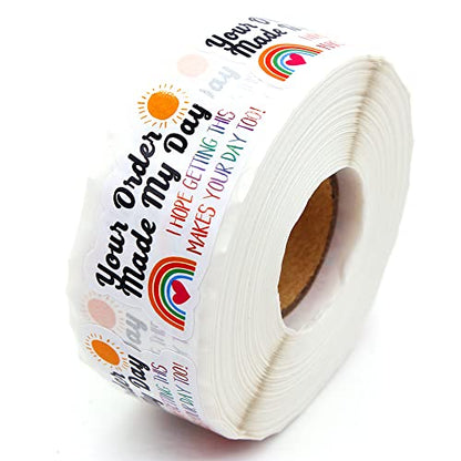 Small Business Thank You Stickers, Your Order Made My Day Online Retailers Order Paster Self-Adhesive Stickers, Cute Rainbow Paster for Packages, 500 PCS - style: Your Order Made My Day