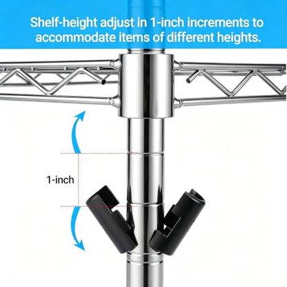 5-Tier Shelf, Adjustable Wire Metal Rack Shelving, Heavy Duty Standing Storage Shelves, Garage, Kitchen, Office, Bathroom, Shelfs Easy Assembly, 58" W x 14" D x 71" H, Chrome - color: Chrome, size: 5-tier 57.87"W x 13.78"D x 70.87"H