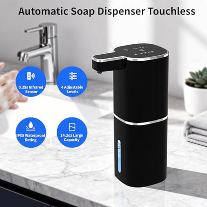Automatic Foaming Soap Dispenser, USB Rechargeable (Black, Foaming) - color: Black, size: Foaming