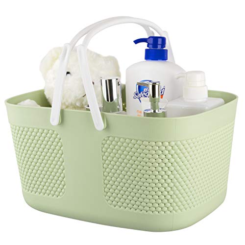 rejomiik Portable Plastic Shower Caddy Basket Organizer with Handles, Green - color: Green